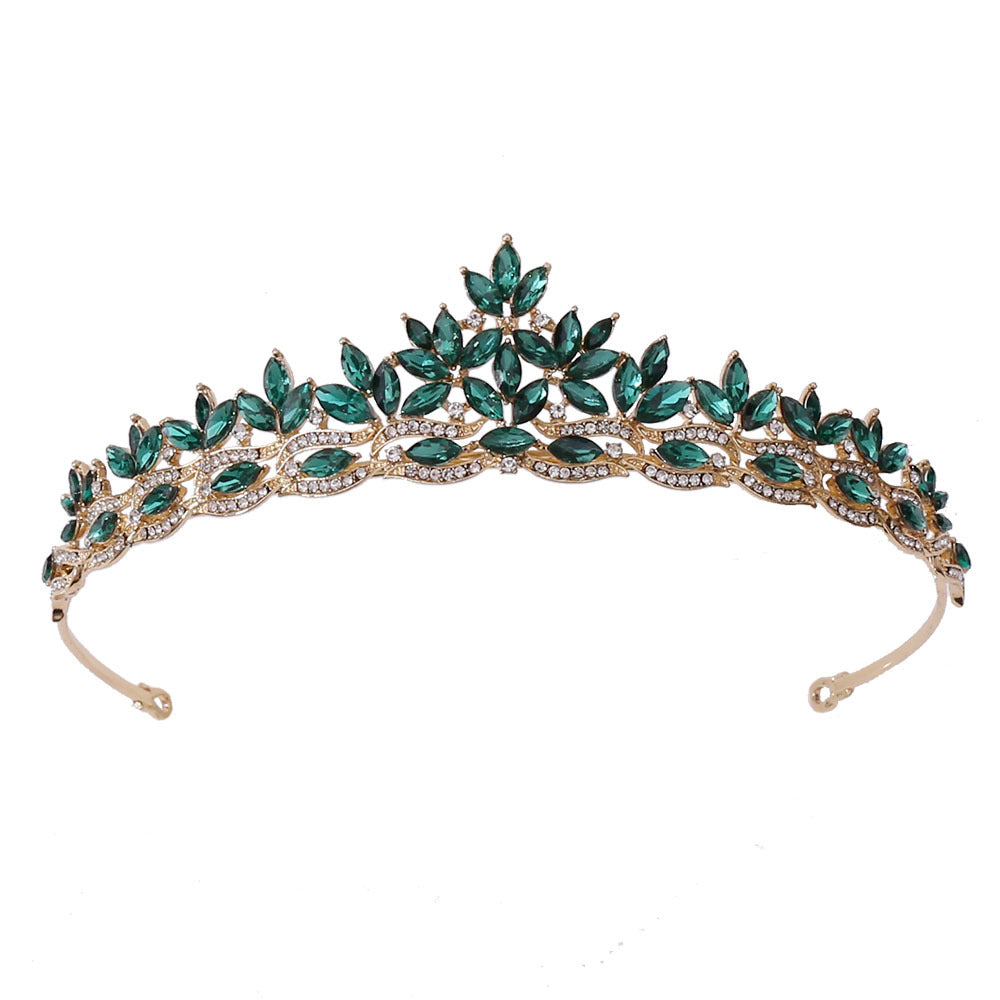 Wholesale Diamond Festival Catwalk Wedding Birthday Leaf Crystal Crown Headband