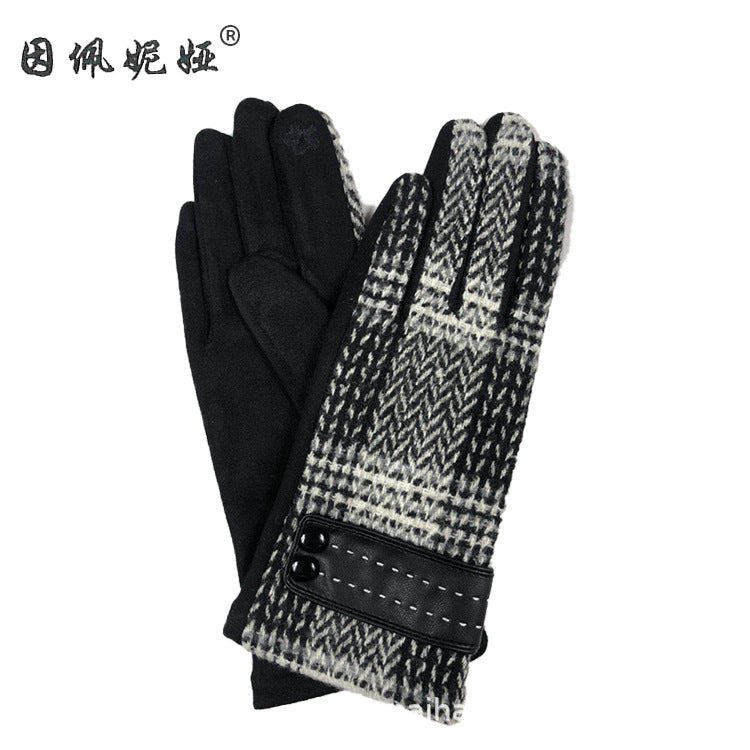 Wholesale Suede Winter Women's Plush and Thickened Glove