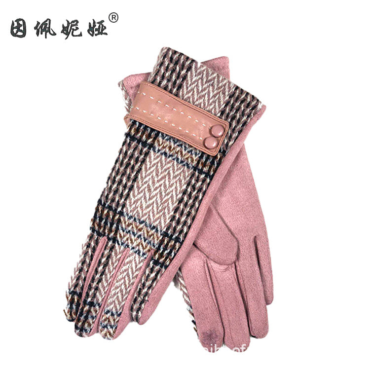 Wholesale Suede Winter Women's Plush and Thickened Glove