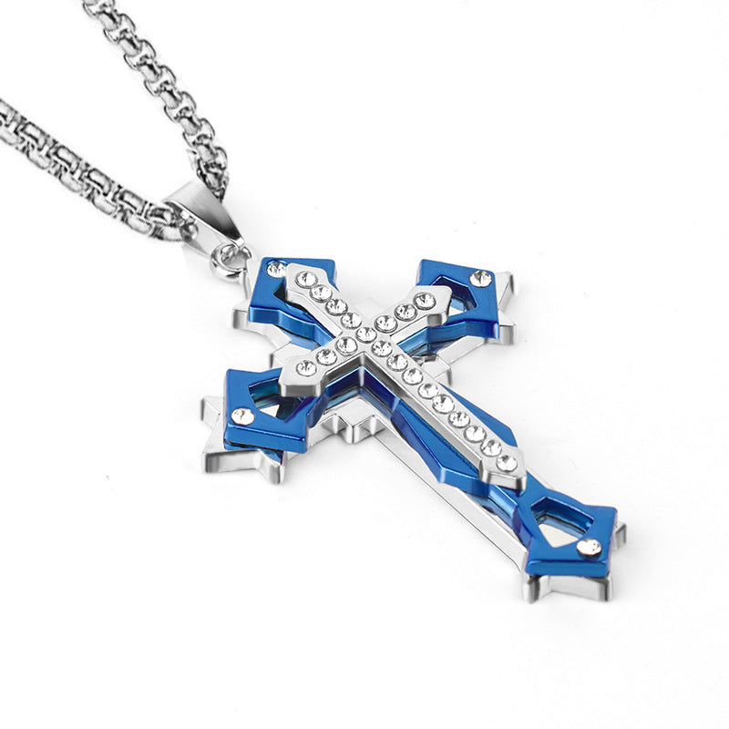 Wholesale Stainless Steel Cross Necklace with Diamonds