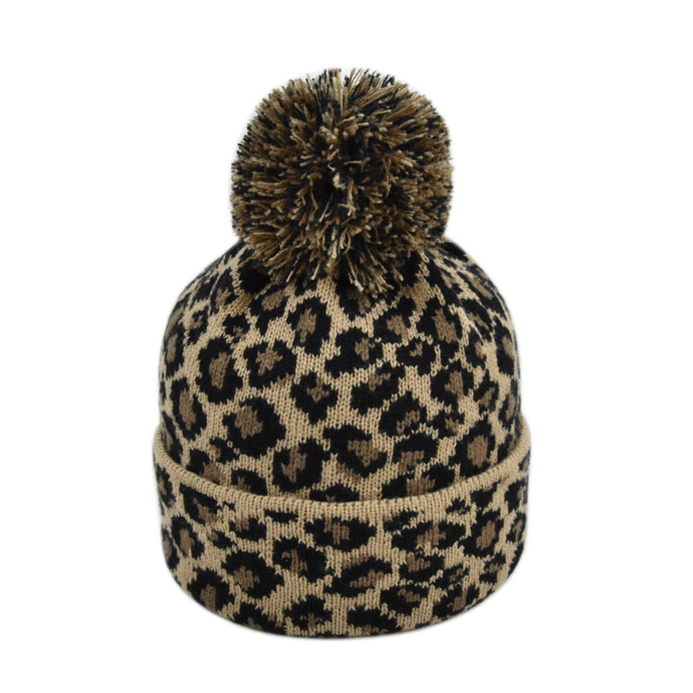 Wholesale Fashionable European and American Warm Woolen Hats, Winter Leopard Print Knit Hats