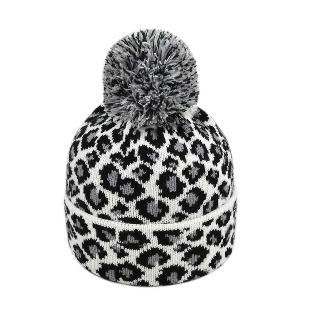 Wholesale Fashionable European and American Warm Woolen Hats, Winter Leopard Print Knit Hats