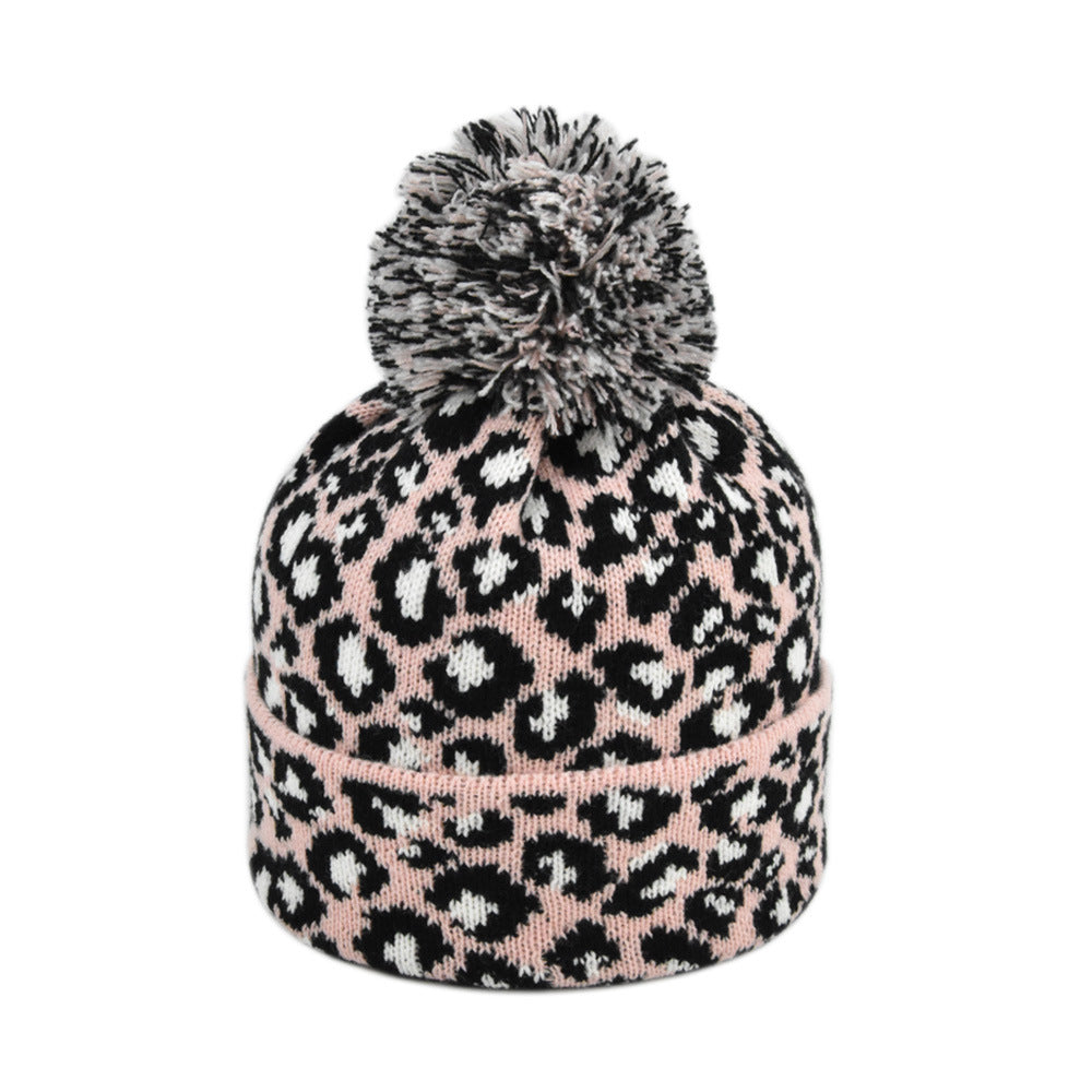 Wholesale Fashionable European and American Warm Woolen Hats, Winter Leopard Print Knit Hats