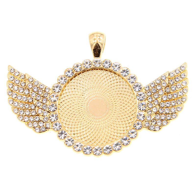 Wholesale 100PCS/PACK Alloy 25mm Angel Wings Time Gemstone Point Diamond Base