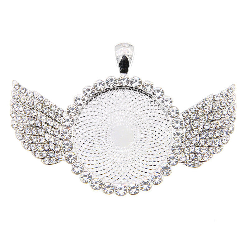 Wholesale 100PCS/PACK Alloy 25mm Angel Wings Time Gemstone Point Diamond Base