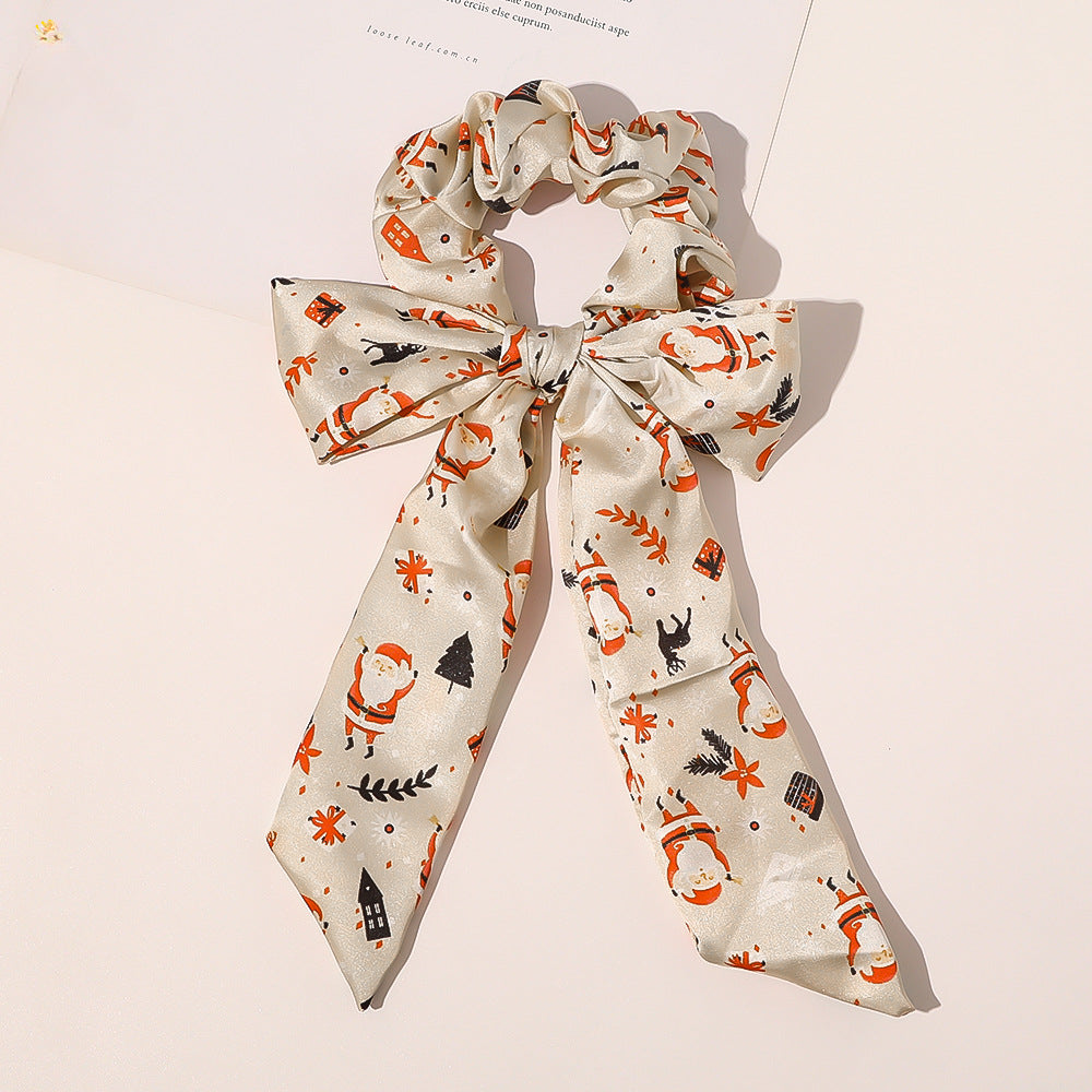 Wholesale Christmas New Bow Ribbon Fabric Hair Tie
