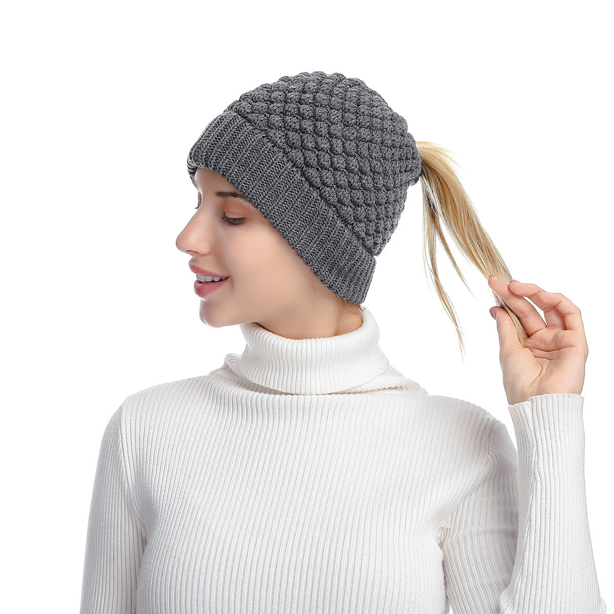 Wholesale Autumn and Winter Outdoor Warm Wool Ponytail Hat