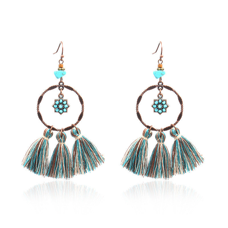 Wholesale Retro Tassel Fashion Exaggerated Long Earrings