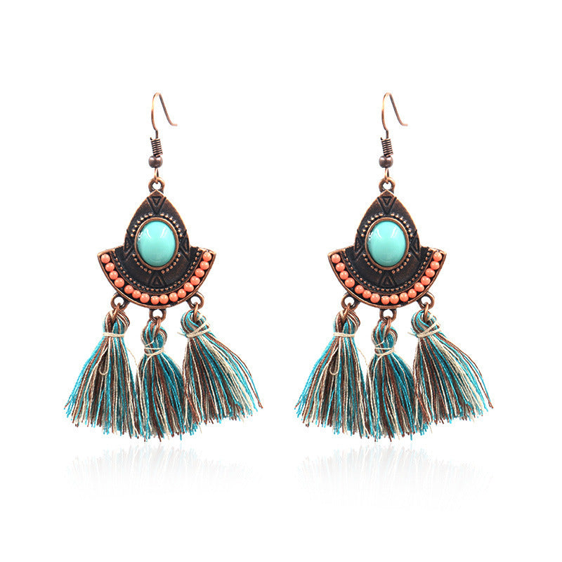 Wholesale Retro Tassel Fashion Exaggerated Long Earrings