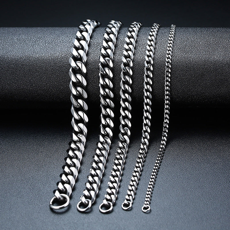 Wholesale 3.6-11mm Stainless Steel Cuban Chain Men's Bracelet