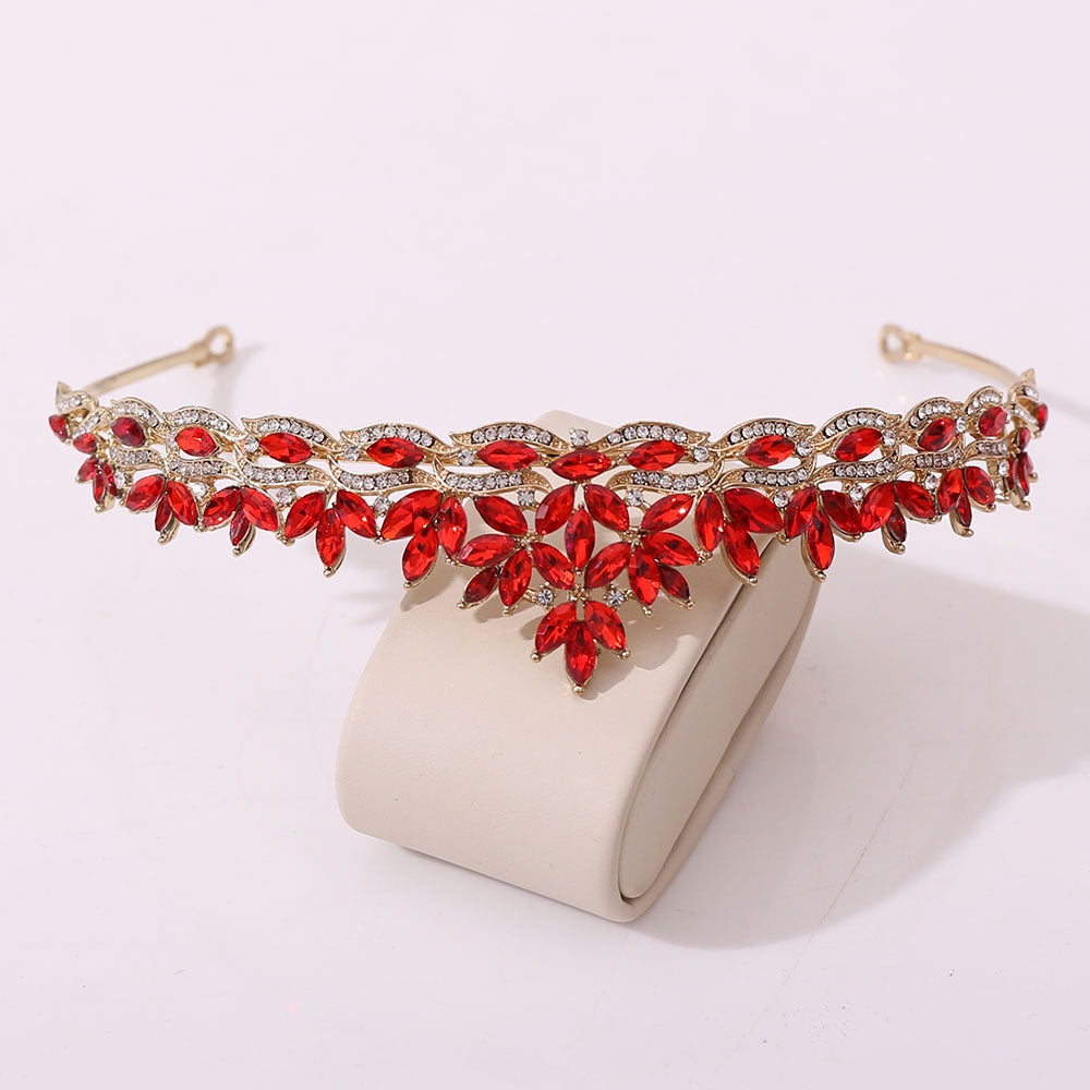 Wholesale Diamond Festival Catwalk Wedding Birthday Leaf Crystal Crown Headband