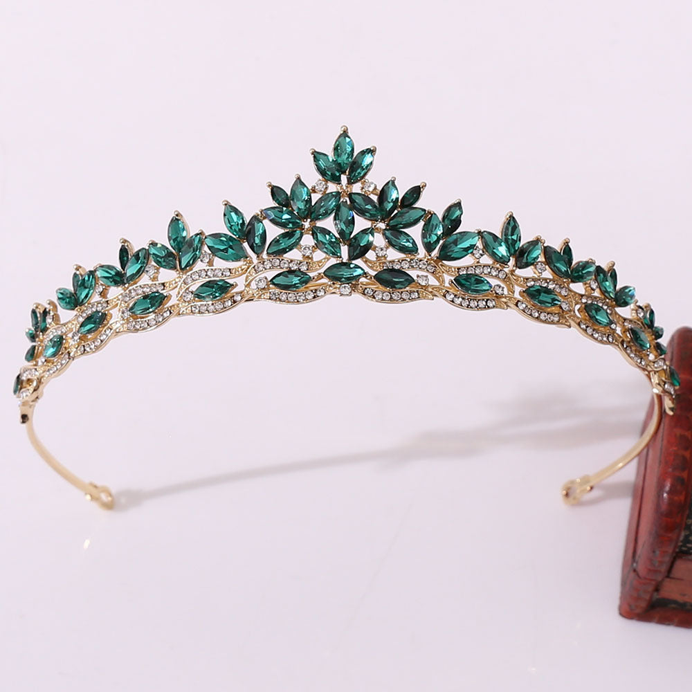 Wholesale Diamond Festival Catwalk Wedding Birthday Leaf Crystal Crown Headband