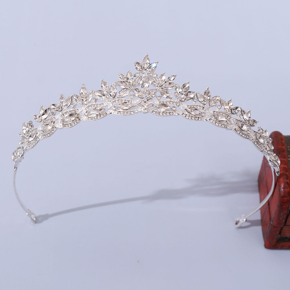 Wholesale Diamond Festival Catwalk Wedding Birthday Leaf Crystal Crown Headband
