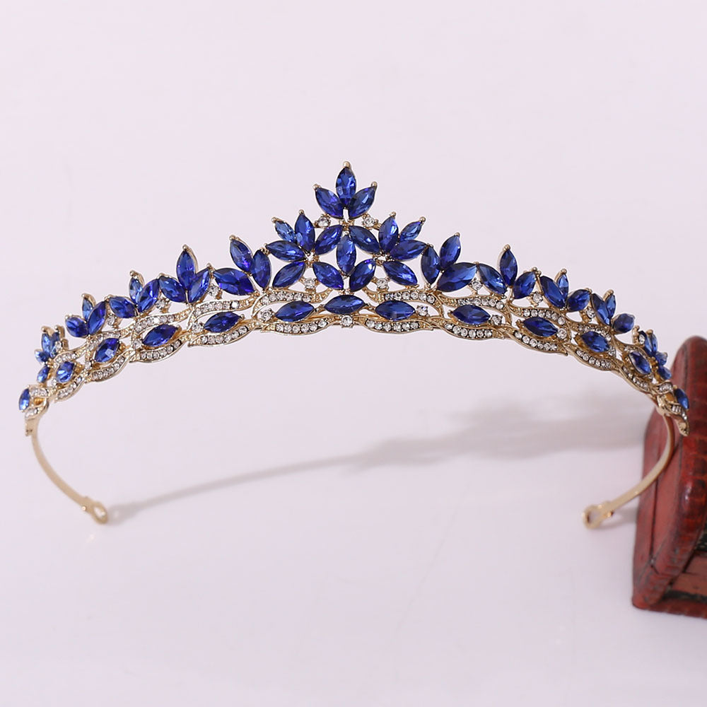 Wholesale Diamond Festival Catwalk Wedding Birthday Leaf Crystal Crown Headband