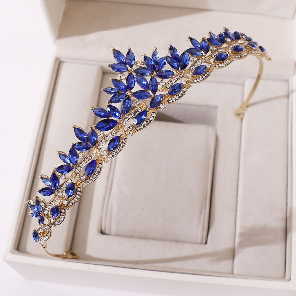 Wholesale Diamond Festival Catwalk Wedding Birthday Leaf Crystal Crown Headband