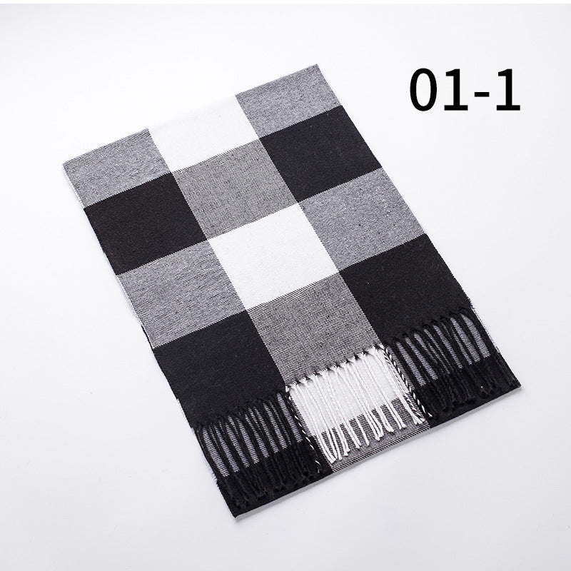 Wholesale Fringed Plaid Imitation Cashmere Scarf