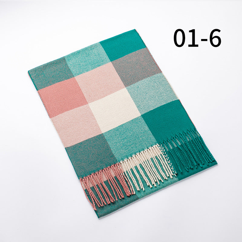 Wholesale Fringed Plaid Imitation Cashmere Scarf