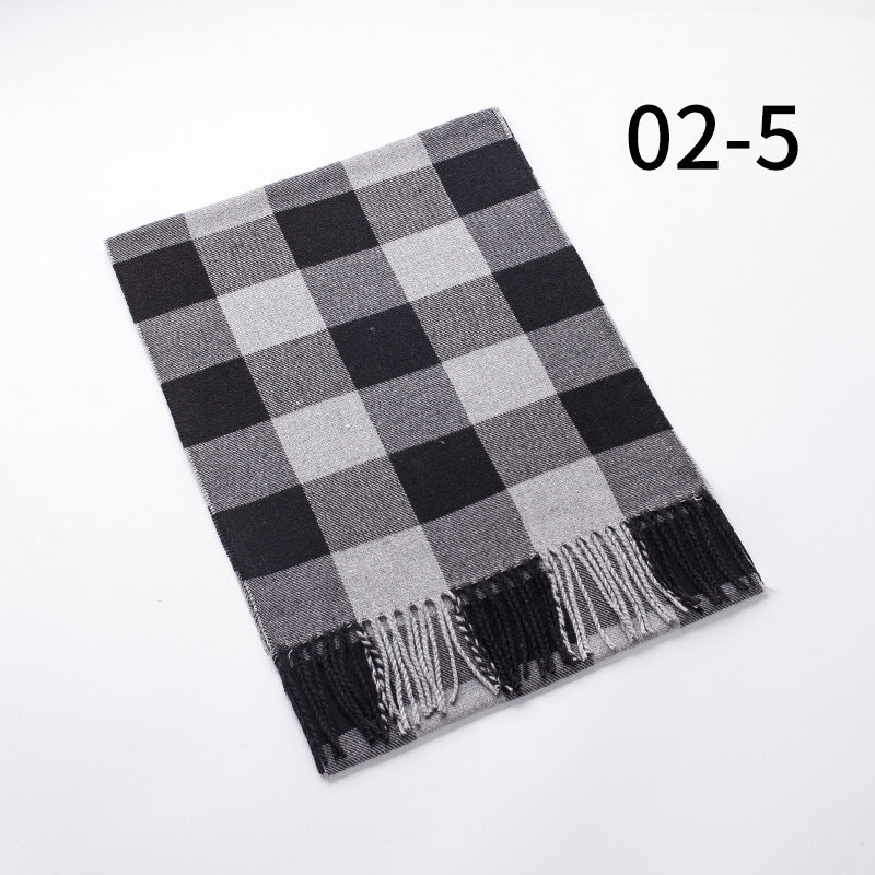 Wholesale Fringed Plaid Imitation Cashmere Scarf