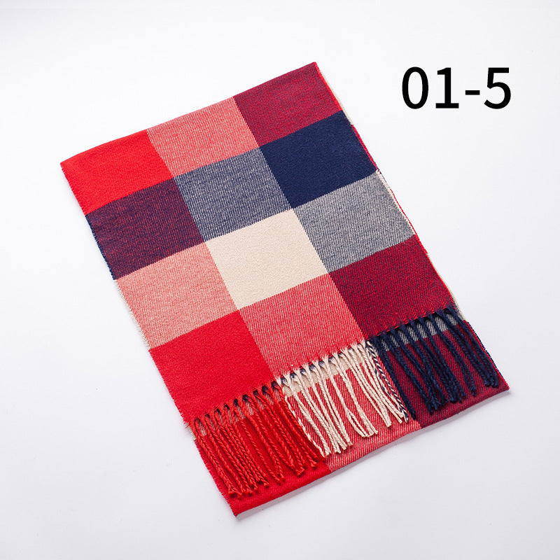 Wholesale Fringed Plaid Imitation Cashmere Scarf