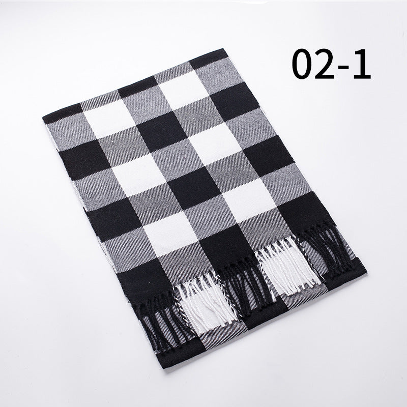 Wholesale Fringed Plaid Imitation Cashmere Scarf