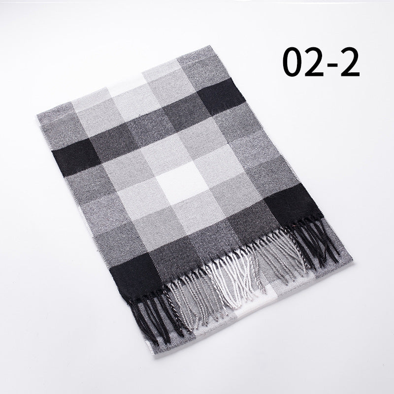 Wholesale Fringed Plaid Imitation Cashmere Scarf