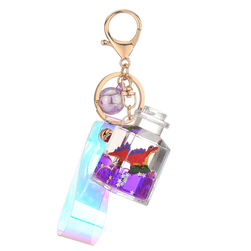 Wholesale Acrylic Oil Liquid Quicksand Dinosaur Keychain