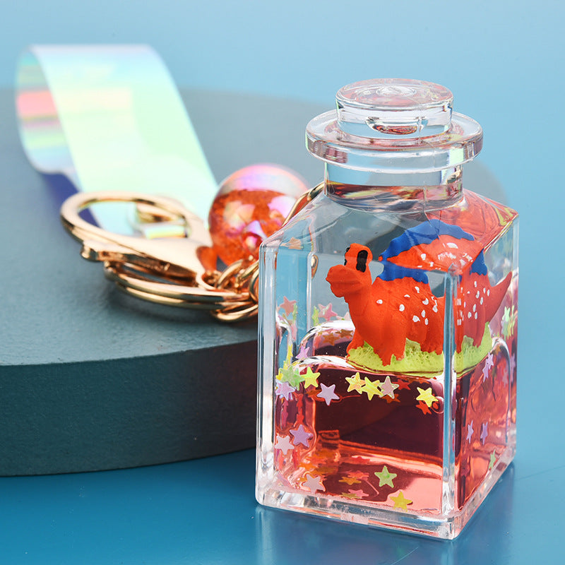 Wholesale Acrylic Oil Liquid Quicksand Dinosaur Keychain