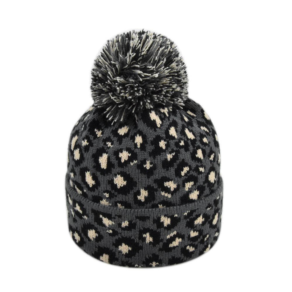 Wholesale Fashionable European and American Warm Woolen Hats, Winter Leopard Print Knit Hats
