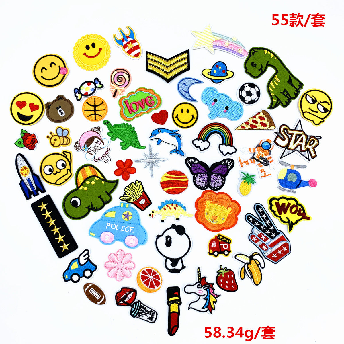 Wholesale Cartoon Embroidery Patch Set 55 Styles Trendy Fabric Applique Fashion Accessory Chic Gift For Clothing Decor