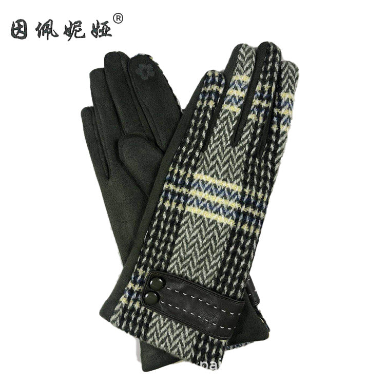 Wholesale Suede Winter Women's Plush and Thickened Glove