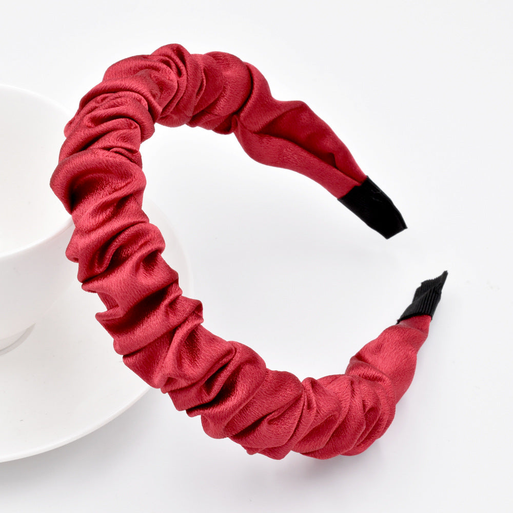 Wholesale Mercerized Satin Bubble Pleated Solid Color Headband Fabric Headband