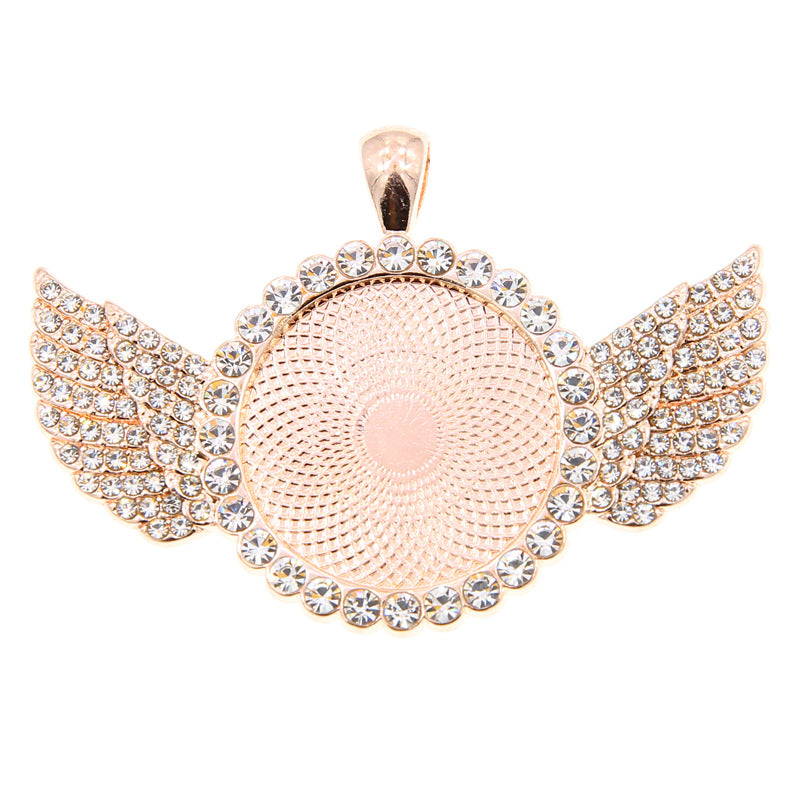 Wholesale 100PCS/PACK Alloy 25mm Angel Wings Time Gemstone Point Diamond Base