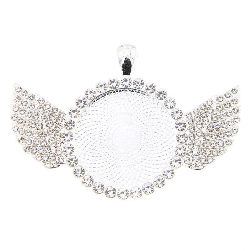 Wholesale 100PCS/PACK Alloy 25mm Angel Wings Time Gemstone Point Diamond Base