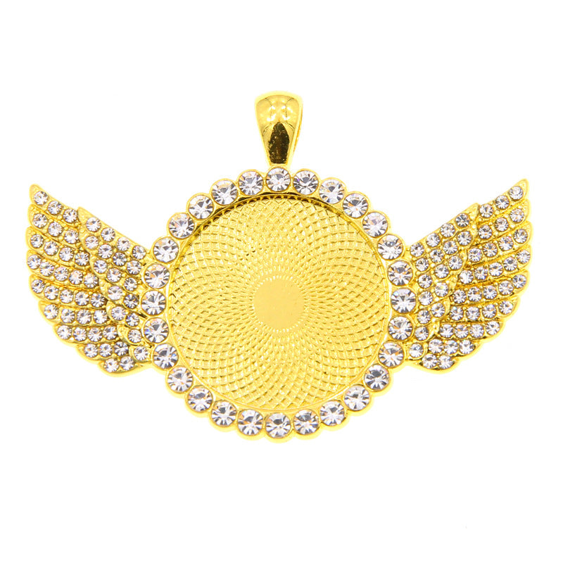 Wholesale 100PCS/PACK Alloy 25mm Angel Wings Time Gemstone Point Diamond Base