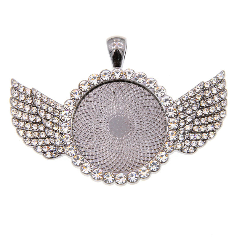Wholesale 100PCS/PACK Alloy 25mm Angel Wings Time Gemstone Point Diamond Base