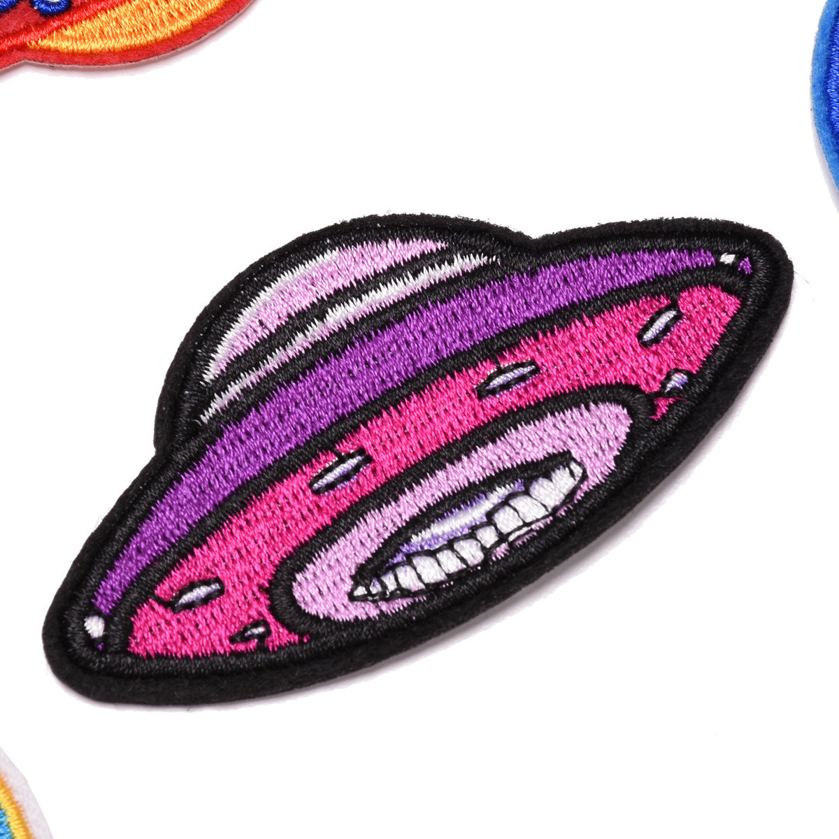 Wholesale Cloth Embroidery Patches Space Astronaut Moon Adhesive Back DIY Clothing Backpack Notebook Decor