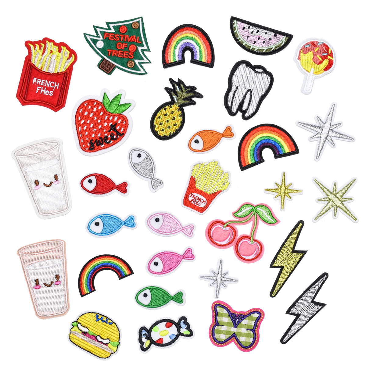 Wholesale Cute Small Fish Lightning Cloth Applique Patches For Kids Clothing Party DIY Sew On Craft Accessory