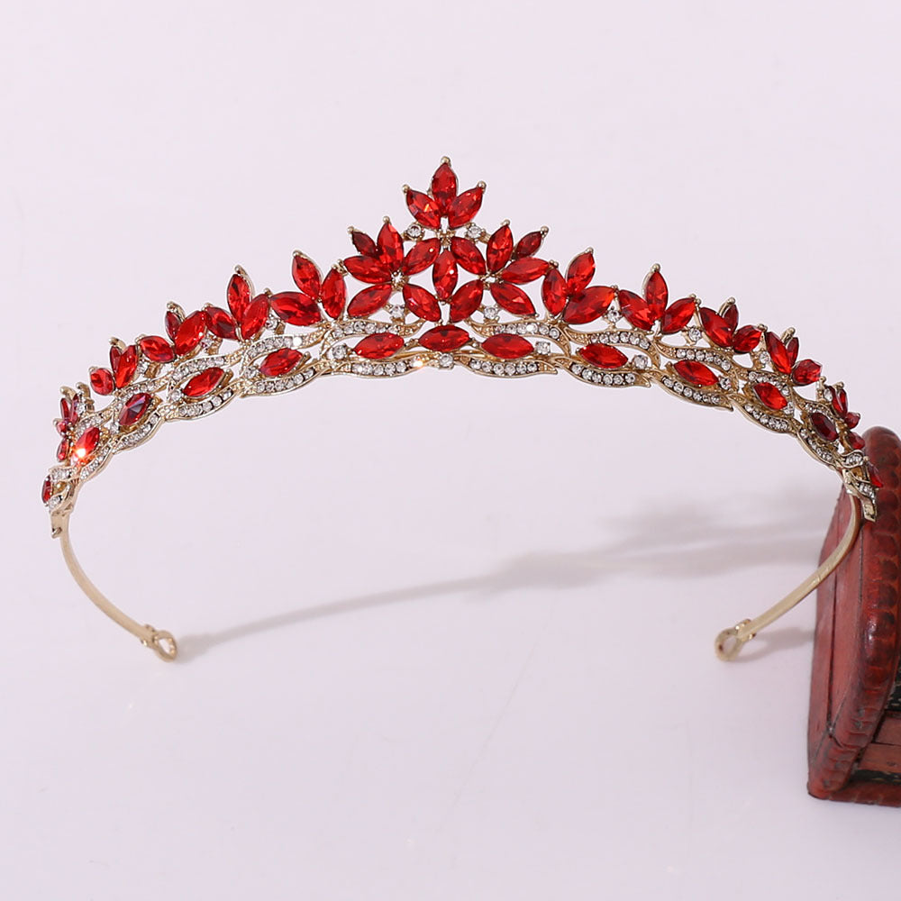 Wholesale Diamond Festival Catwalk Wedding Birthday Leaf Crystal Crown Headband