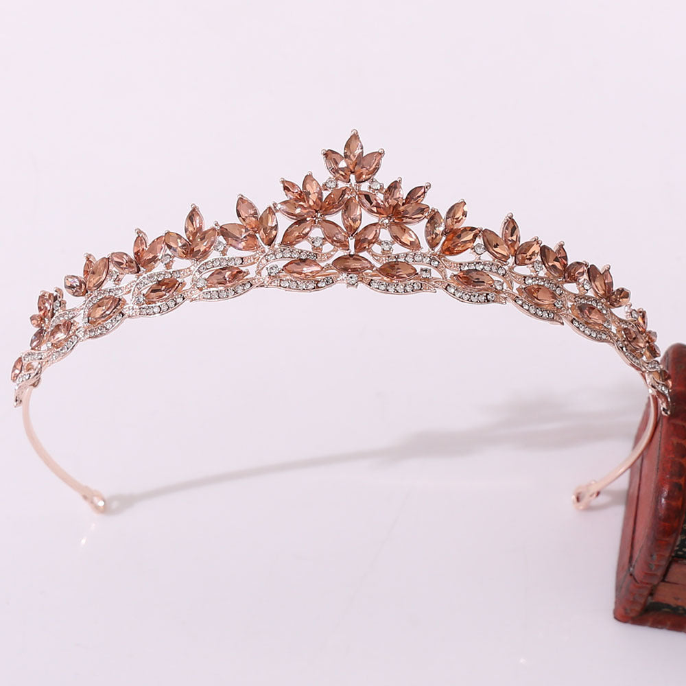 Wholesale Diamond Festival Catwalk Wedding Birthday Leaf Crystal Crown Headband