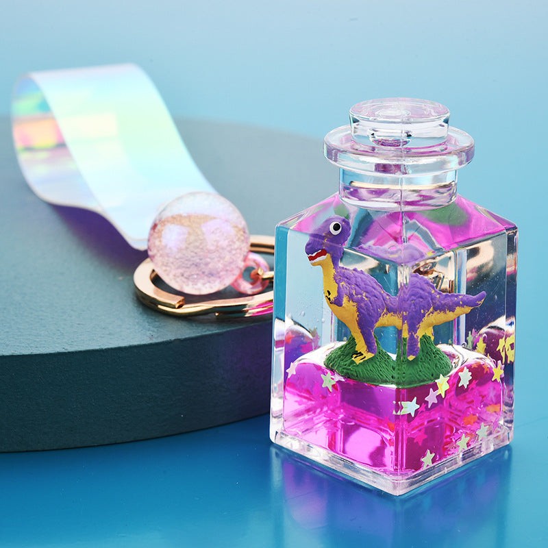 Wholesale Acrylic Oil Liquid Quicksand Dinosaur Keychain