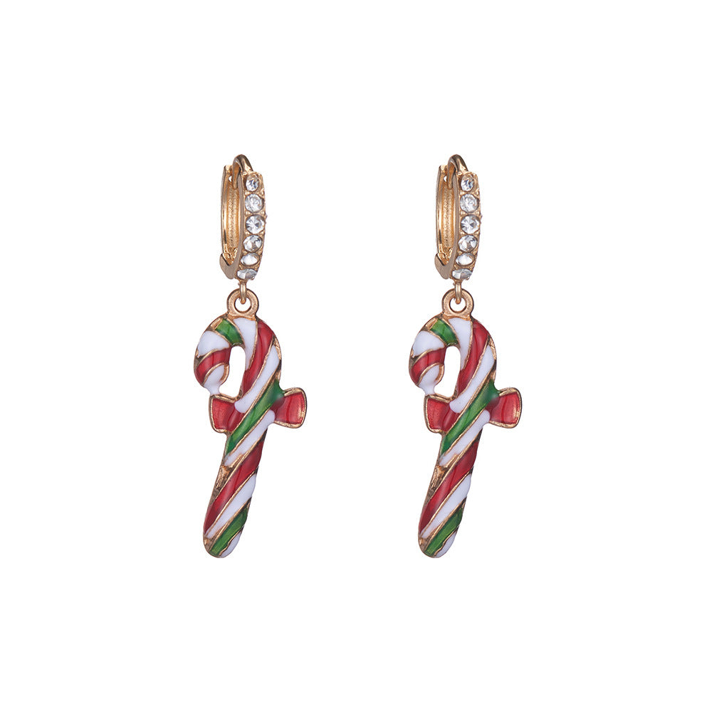 Wholesale Christmas Drip Oil Christmas Tree Elk Earrings