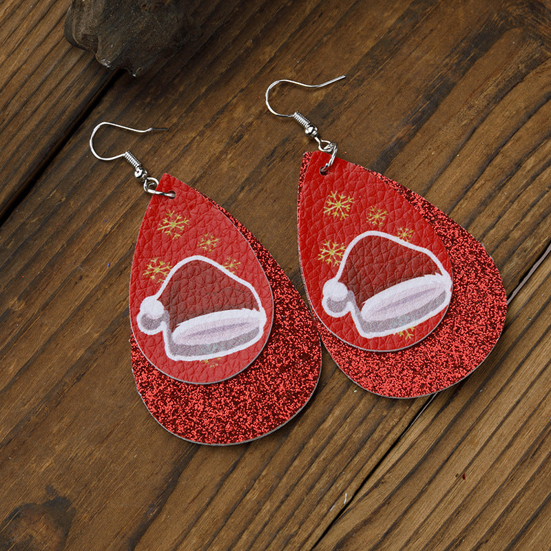 Wholesale Christmas Leather Earrings