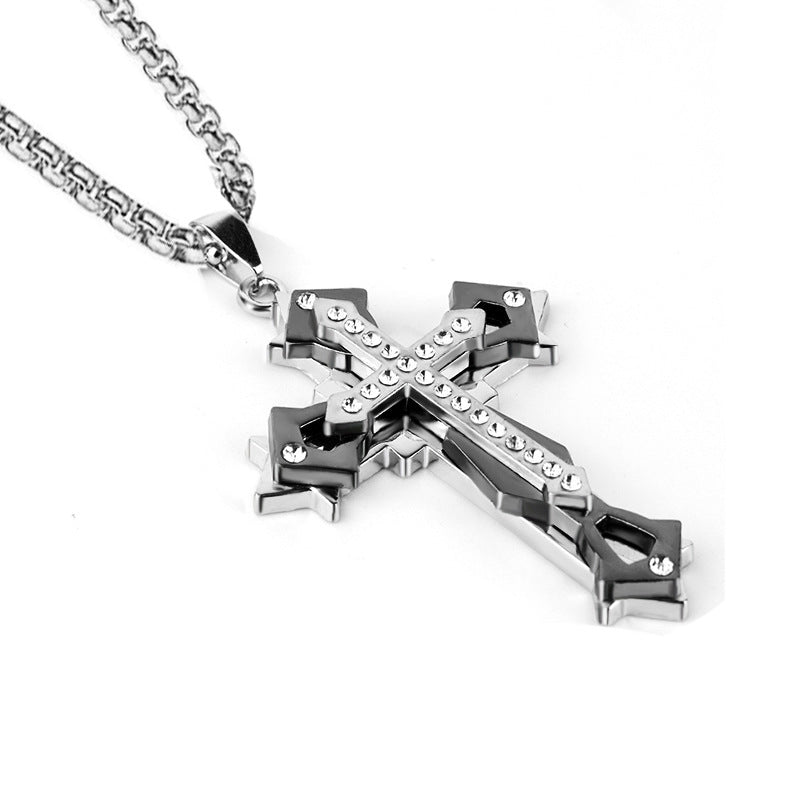 Wholesale Stainless Steel Cross Necklace with Diamonds
