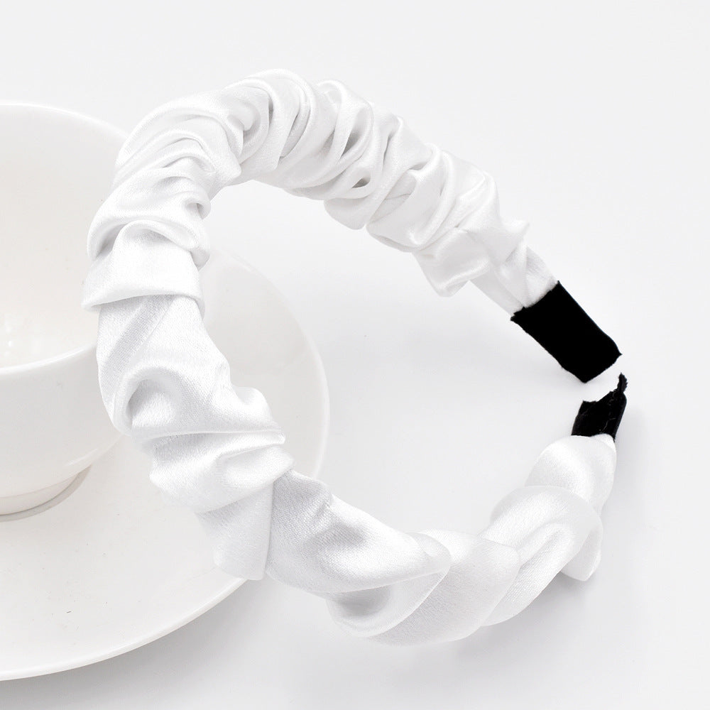 Wholesale Mercerized Satin Bubble Pleated Solid Color Headband Fabric Headband