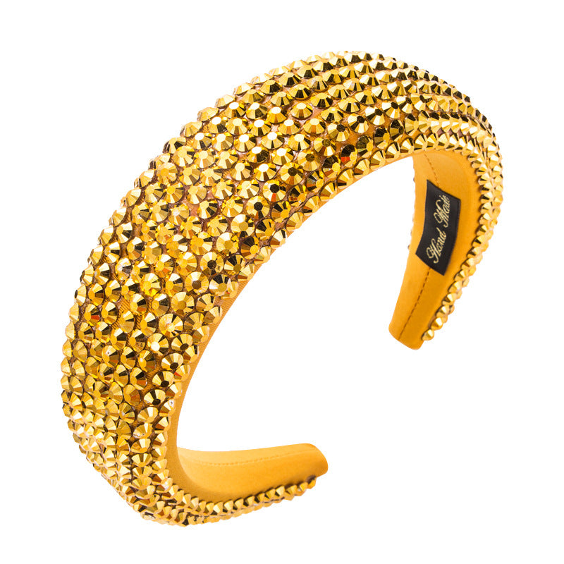 Wholesale Super Shiny Diamond 4.5cm Wide Thickened Sponge Solid Color Headband