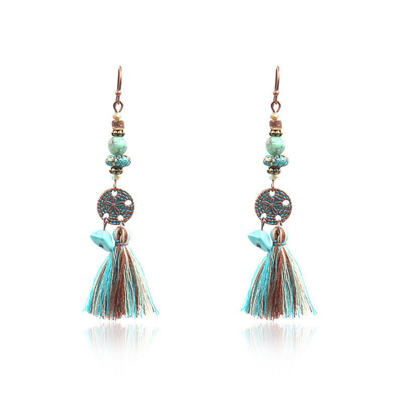 Wholesale Retro Tassel Fashion Exaggerated Long Earrings