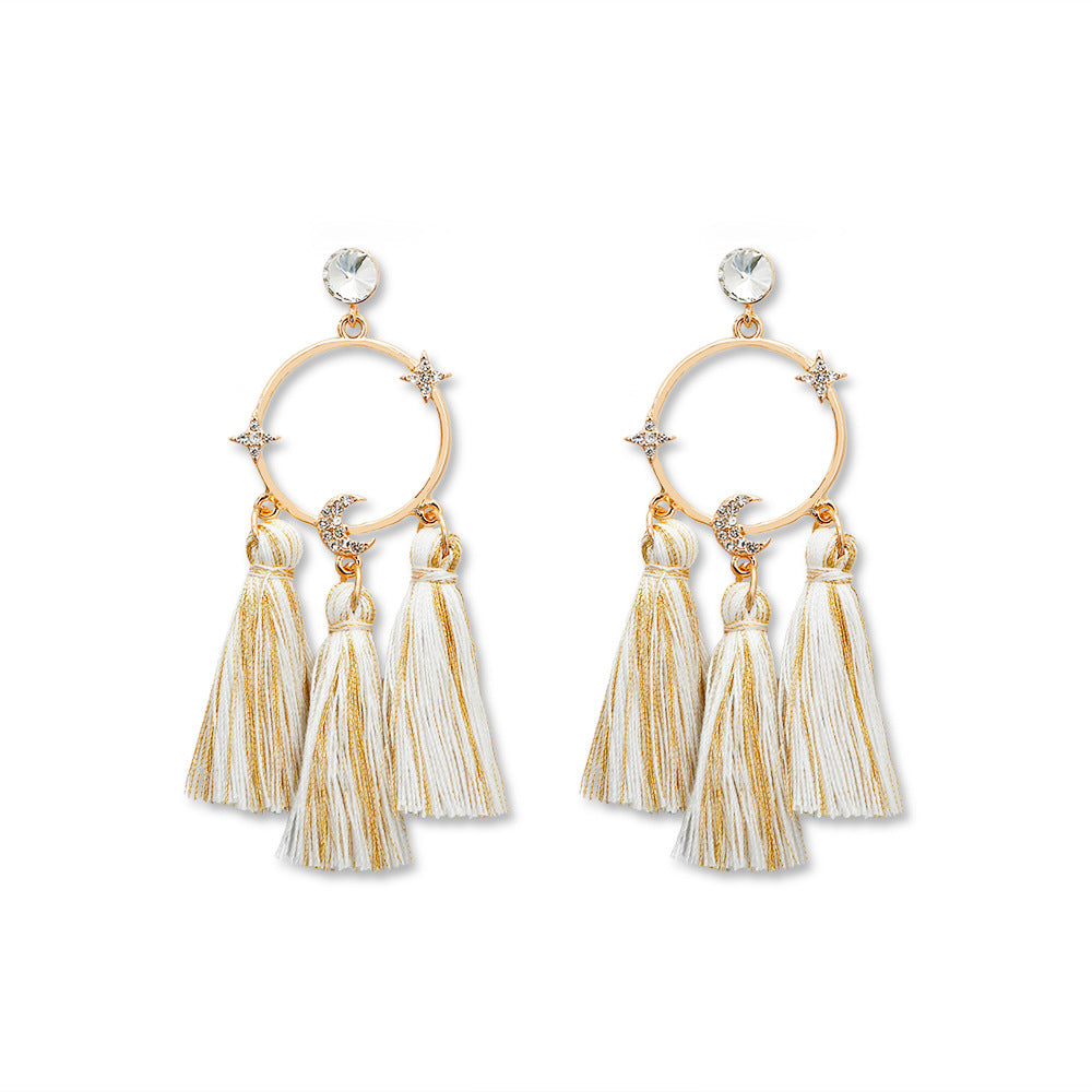 Wholesale Ethnic Tassels Bohemian Style Large Circle Handmade Earrings