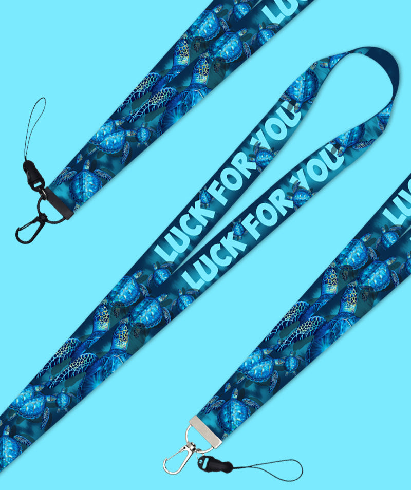 Wholesale Cute Sea Turtle Ocean Printed Lanyard Webbing Keychain