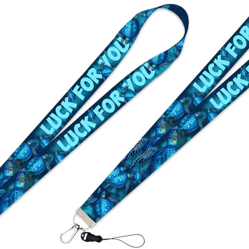 Wholesale Cute Sea Turtle Ocean Printed Lanyard Webbing Keychain