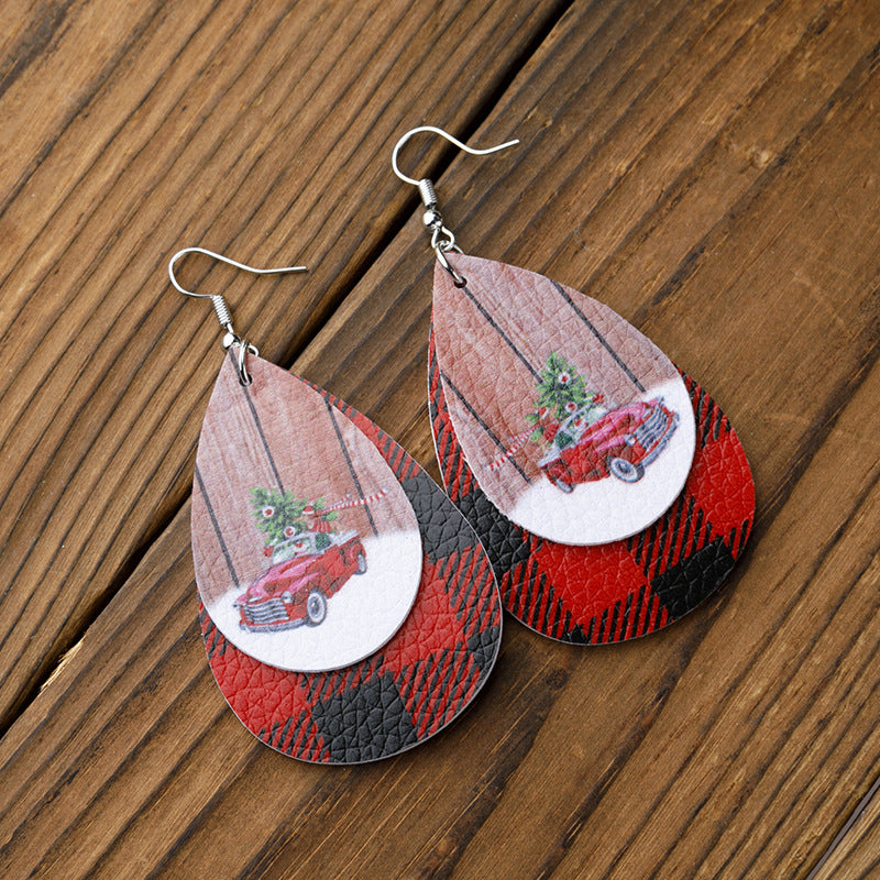 Wholesale Christmas Leather Earrings
